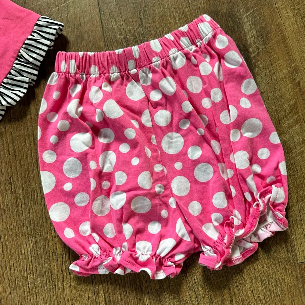 Girls Banana Split Matching Set 18 Months Pink White Polka Dot Mickey Disney